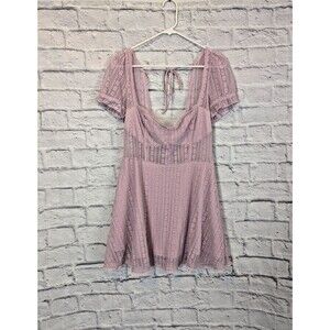 Urban Outfitters Pink Lace Sheer Roxie Mini Dress Size Med Fairy, whimsy, coquet